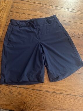 SPANX Dark Navy High-Rise Performance Shorts, long Bermuda, M